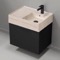 Floating Small Black Bathroom Vanity, Modern, 24